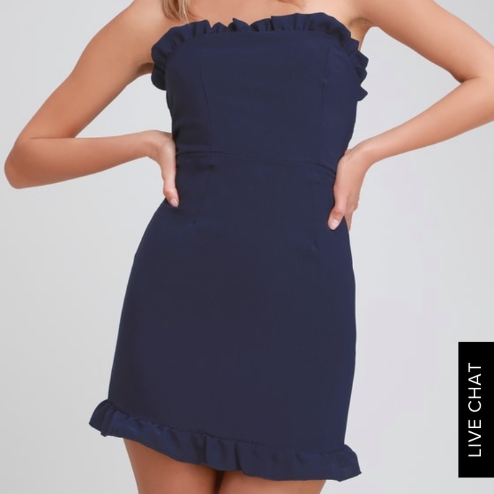 Small Lulu’s Navy Blue short dress with ruffles